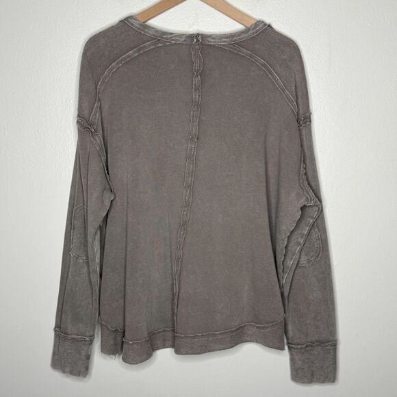 Easel‎ Womens Oversized Sweater Medium Taupe Gray Washed Grunge Boho Lagenlook - Picture 2 of 10